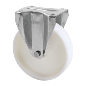 Coldene - Nylon Wheel Fixed Plate Stainless Steel Castor with Plain Bore - CDFTPSSXXXNY - Main Image