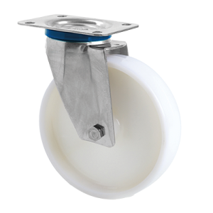 Coldene - Nylon Wheel Swivel Plate Stainless Steel Castor with Plain Bore - CDSTPSSXXXNY - Main Image1