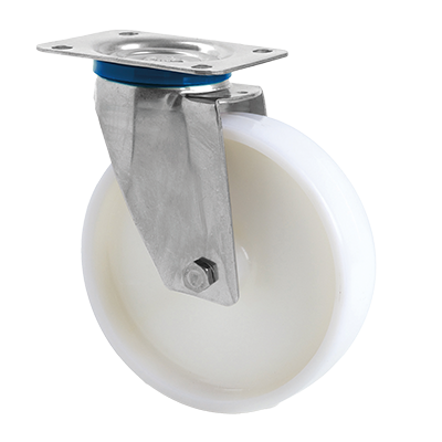 Coldene - Nylon Wheel Swivel Plate Stainless Steel Castor with Plain Bore - CDSTPSSXXXNY - Main Image1