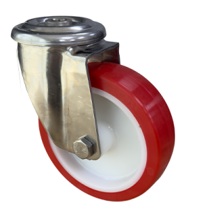 Coldene - Medium Duty Polyurethane Tyre Nylon Core Stainless Steel Bolt Hole Swivel Castor - CDBHSSXXPU-M - Main Image