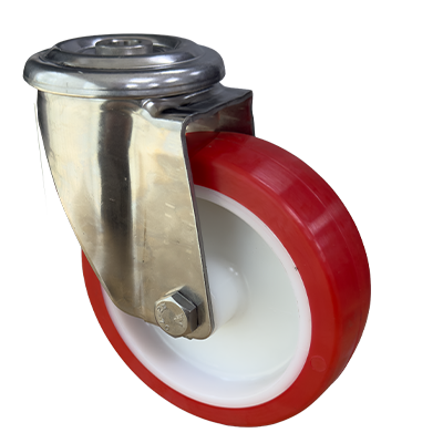 Coldene - Medium Duty Polyurethane Tyre Nylon Core Stainless Steel Bolt Hole Swivel Castor - CDBHSSXXPU-M - Main Image
