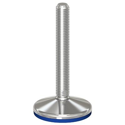 Coldene - Stainless Steel Foot - Articulated Screw - Blue Vulcanized Rubber - 100mm Base