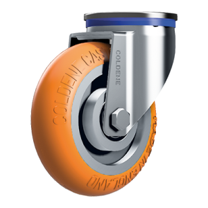 Coldene - Standard Duty Ergonomic Castor Bolt Hole Orange Polyurethane Tyre Aluminium Core - CDBHXXAP-ERGO - Product Main Image