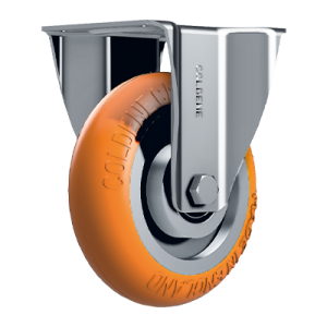 Coldene - Standard Duty Ergonomic Castor Fixed Plate Orange Polyurethane Tyre Aluminium Core - CDFTPXXAP-ERGO - Product Main Image