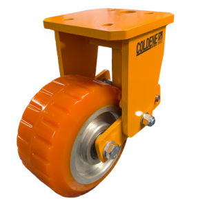 Coldene - Heavy Duty Suspension Castor Fixed Plate Orange Polyurethane Tyre with Aluminium Core - CDFTPSG250X130-AP-V2-1