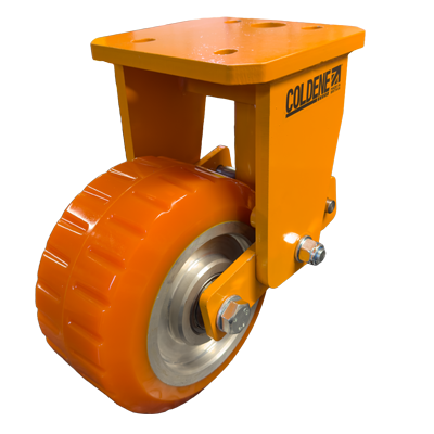 Coldene - Heavy Duty Suspension Castor Fixed Plate Orange Polyurethane Tyre with Aluminium Core - CDFTPSG250X130-AP-V2-1