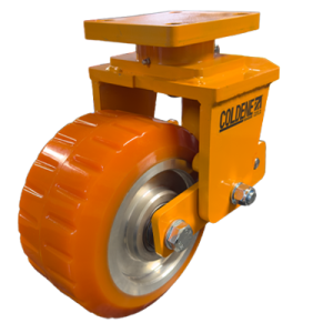 Coldene - Heavy Duty Suspension Castor Swivel Plate Orange Polyurethane Tyre with Aluminium Core - CDSTPSG250X130-AP-V2-1
